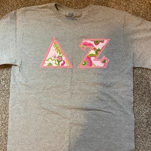 Delta Zeta Pink & Green Letters T-Shirt